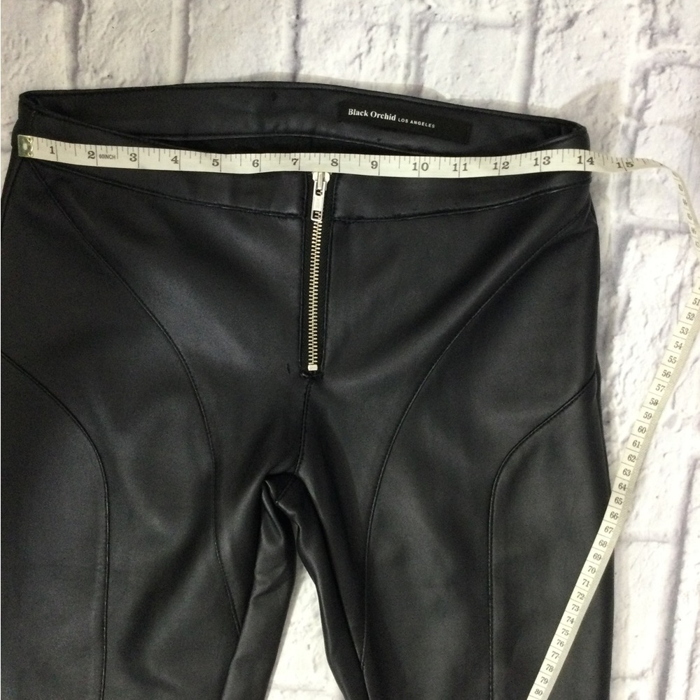 Black Orchid Los Angeles Black Skinny Pants-Faux Leather-Zippers-Size 27 - Picture 7 of 9
